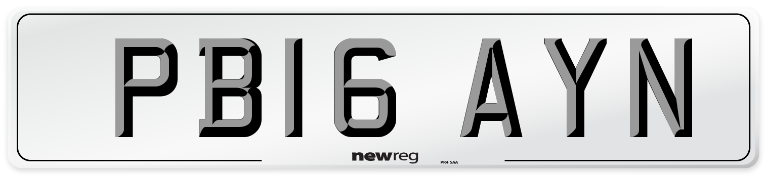 PB16 AYN Number Plate from New Reg